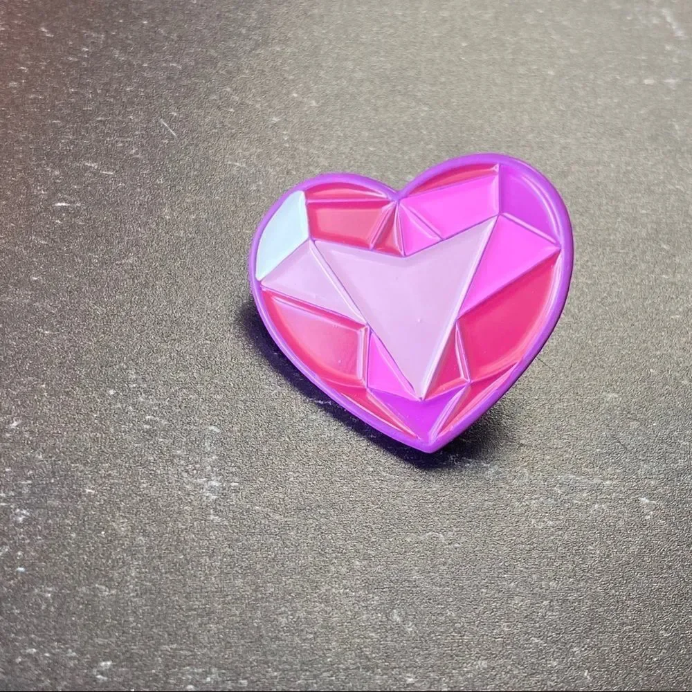 Pink Faux 3D Crystal Heart Pin/ Brooch Lapel